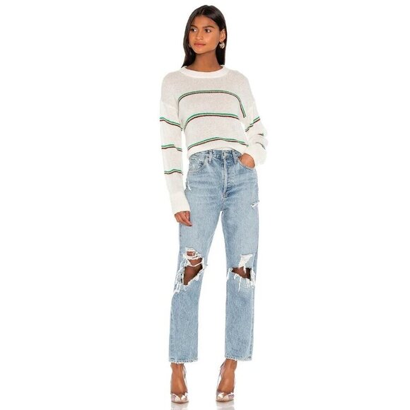 NWT Joie Dreolan porcelain off-white striped wool blend sweater, M - Picture 4 of 13